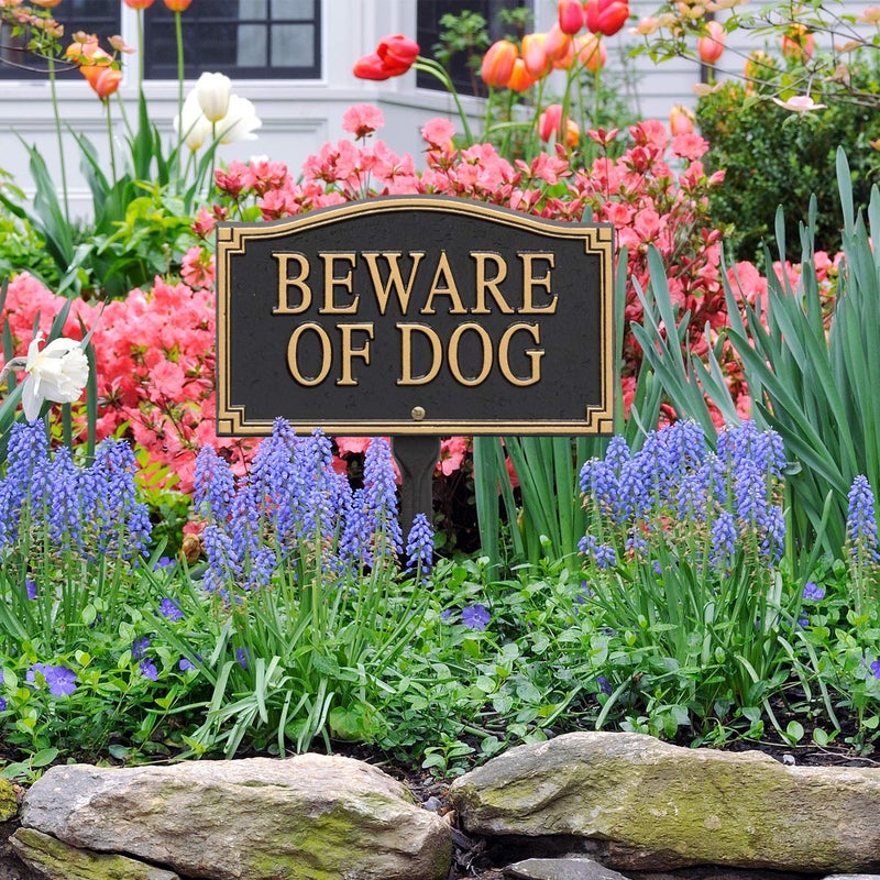 Whitehall Products Beware of Dog Wall/Lawn Statement Marker, Black/Gold - Image 4